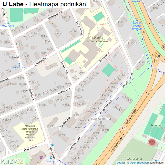 Mapa U Labe - Firmy v ulici.