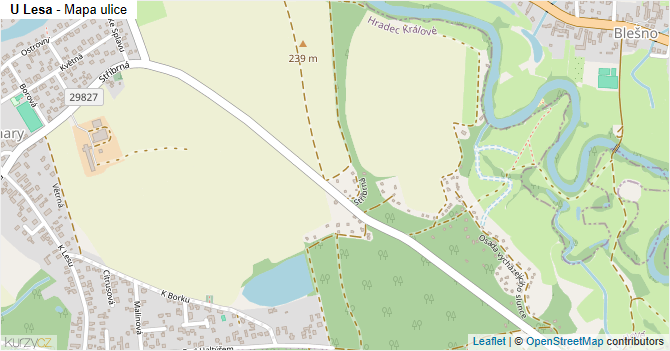 U Lesa - mapa ulice