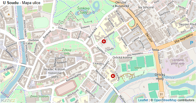 U Soudu - mapa ulice