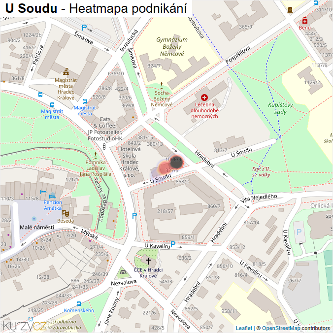 Mapa U Soudu - Firmy v ulici.