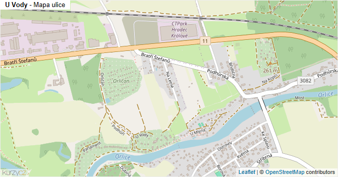 U Vody - mapa ulice