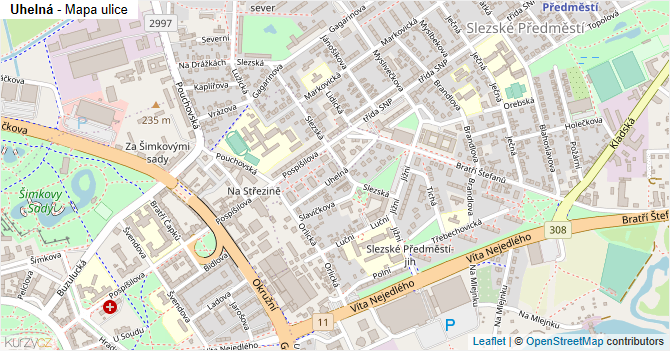 Uhelná - mapa ulice
