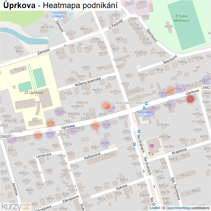 Mapa Úprkova - Firmy v ulici.
