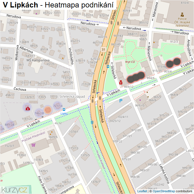 Mapa V Lipkách - Firmy v ulici.