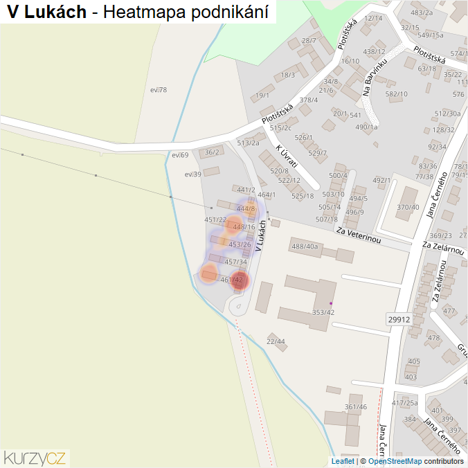 Mapa V Lukách - Firmy v ulici.