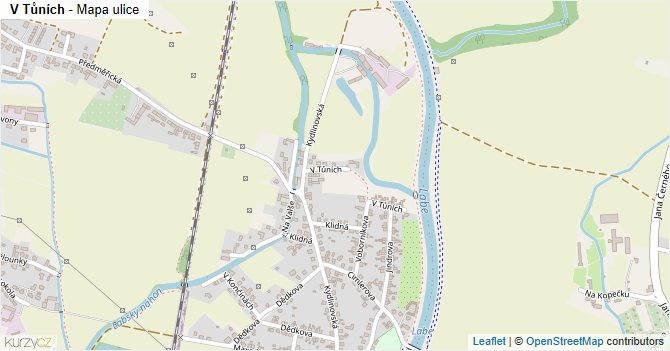 V Tůních - mapa ulice