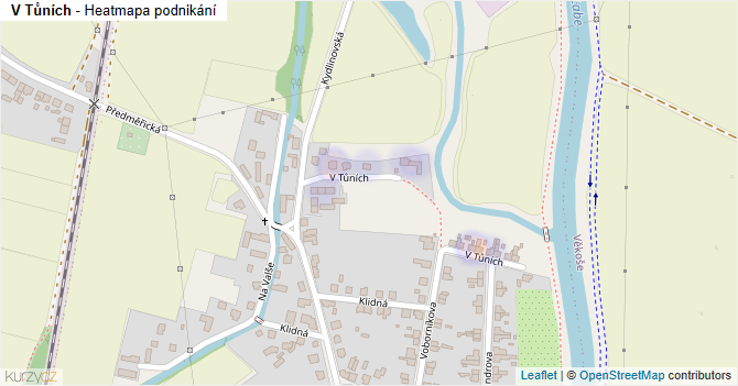 V Tůních - mapa podnikání