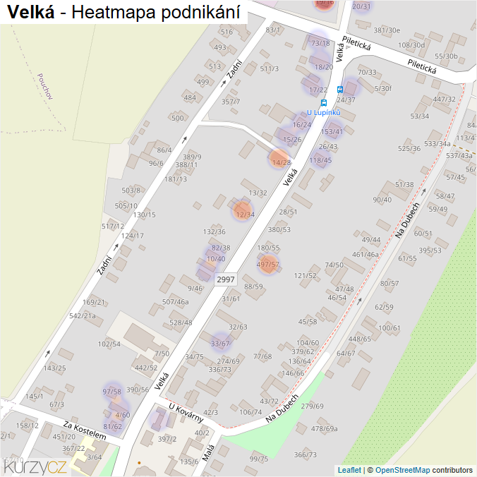 Mapa Velká - Firmy v ulici.