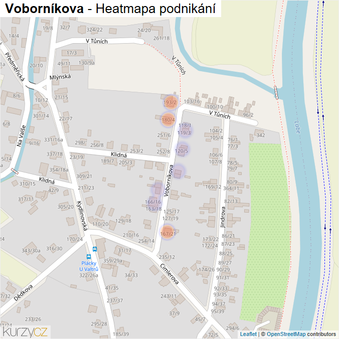 Mapa Voborníkova - Firmy v ulici.