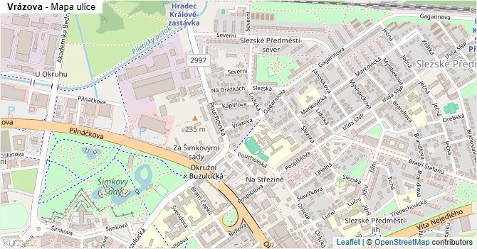 Vrázova - mapa ulice