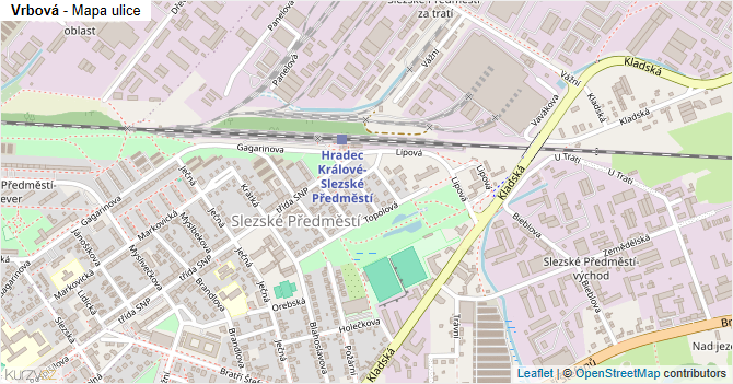 Vrbová - mapa ulice