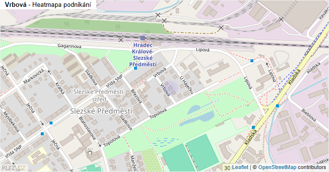 Vrbová - mapa podnikání