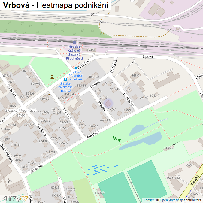 Mapa Vrbová - Firmy v ulici.