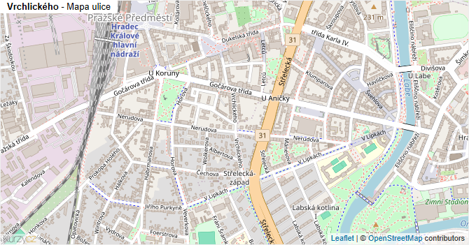 Vrchlického - mapa ulice
