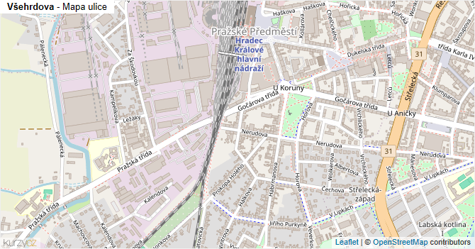Všehrdova - mapa ulice