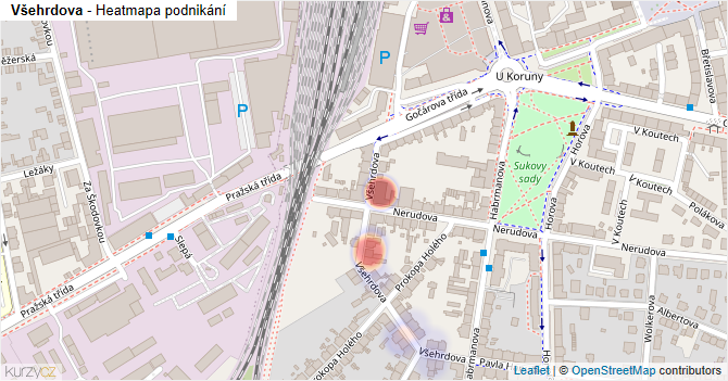 Všehrdova - mapa podnikání