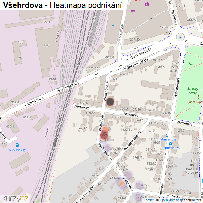 Mapa Všehrdova - Firmy v ulici.
