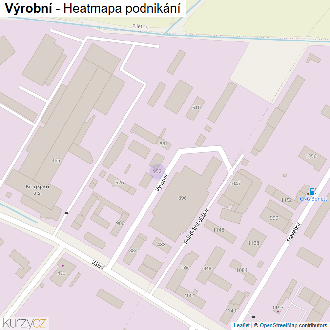 Mapa Výrobní - Firmy v ulici.