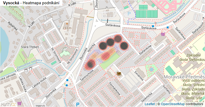 Vysocká - mapa podnikání