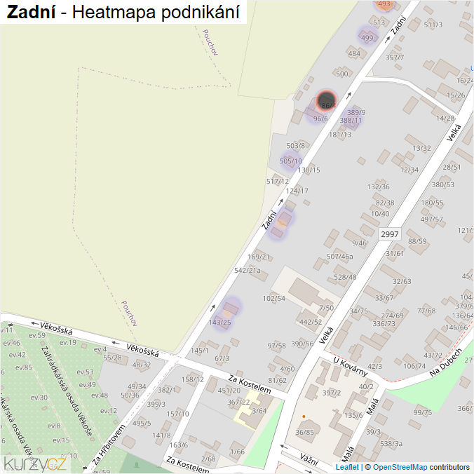 Mapa Zadní - Firmy v ulici.