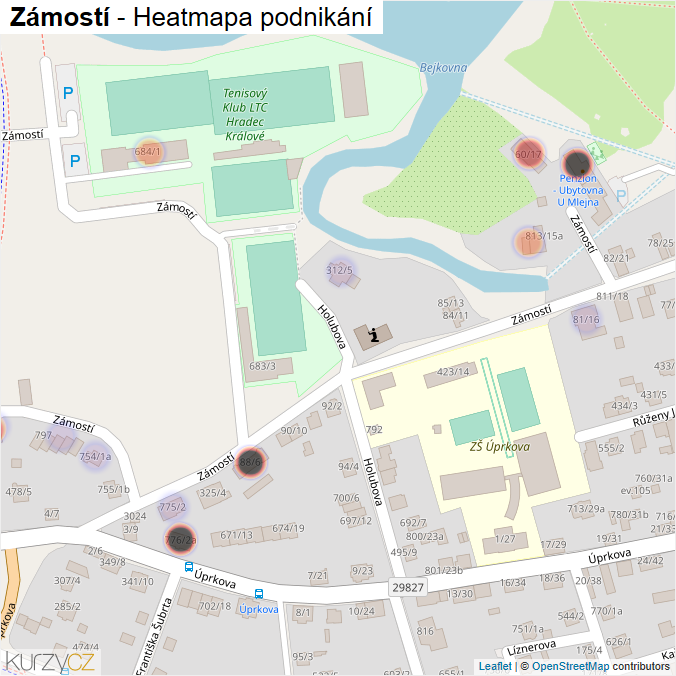 Mapa Zámostí - Firmy v ulici.
