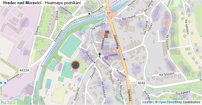 Hradec nad Moravicí - mapa podnikání