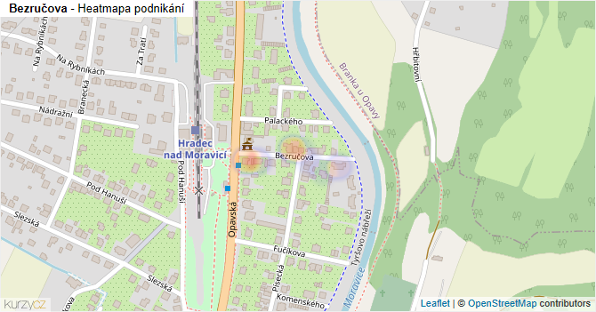 Bezručova - mapa podnikání