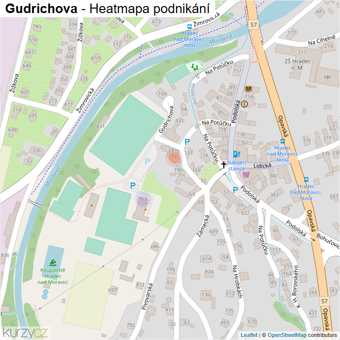 Mapa Gudrichova - Firmy v ulici.