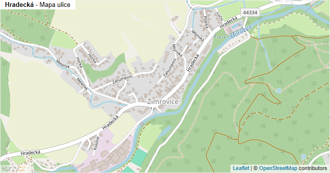 Hradecká - mapa ulice