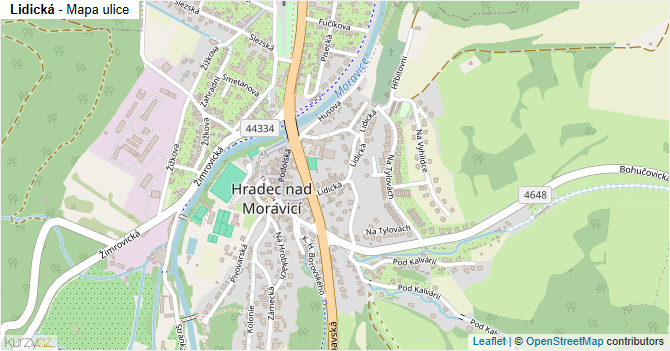 Lidická - mapa ulice