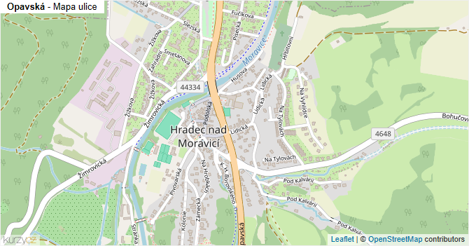 Opavská - mapa ulice