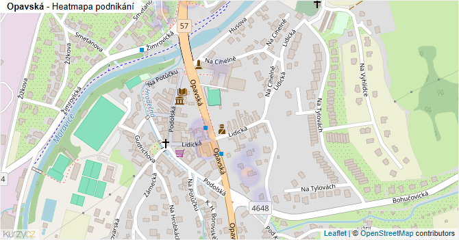 Opavská - mapa podnikání