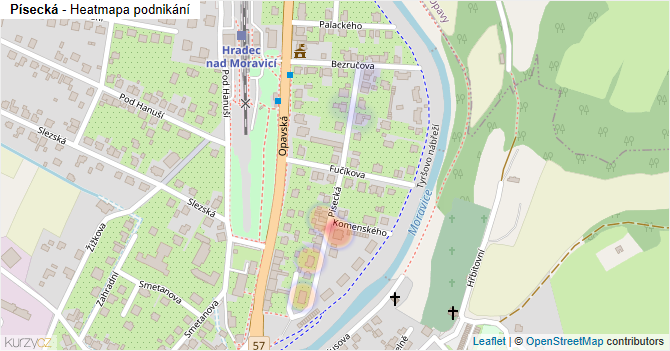 Písecká - mapa podnikání