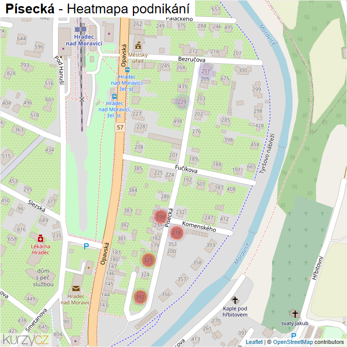 Mapa Písecká - Firmy v ulici.