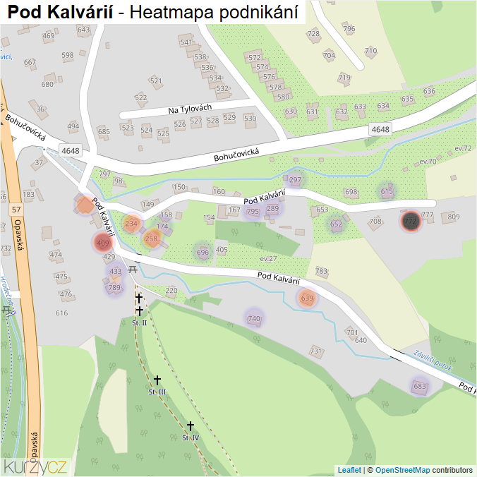 Mapa Pod Kalvárií - Firmy v ulici.