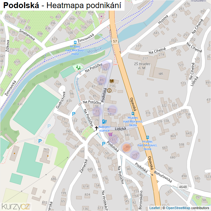 Mapa Podolská - Firmy v ulici.