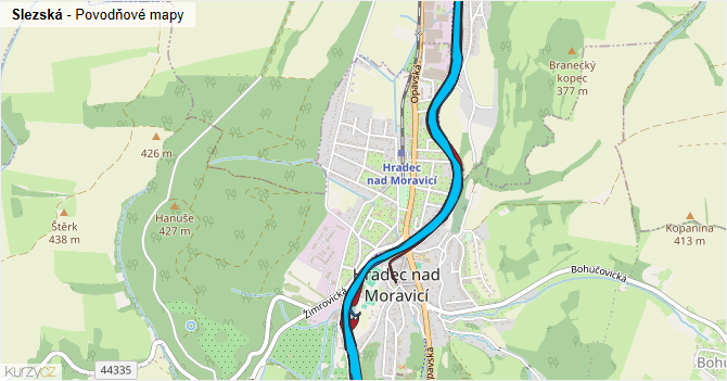 Slezská - záplavové mapy stoleté vody