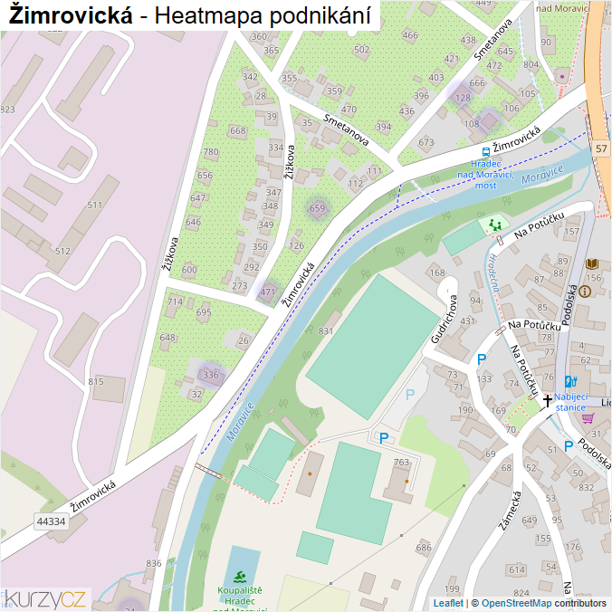 Mapa Žimrovická - Firmy v ulici.