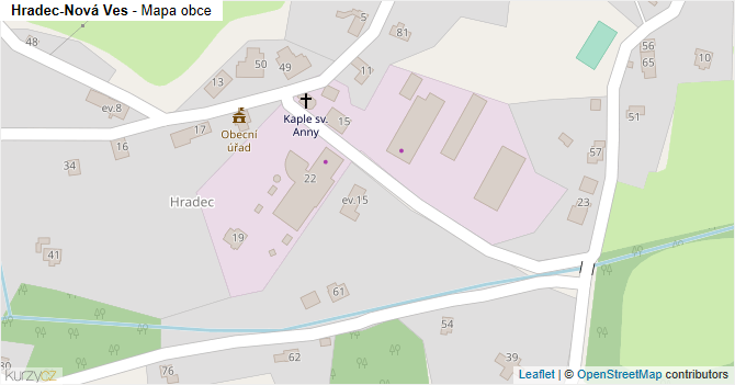 Hradec-Nová Ves - mapa obce