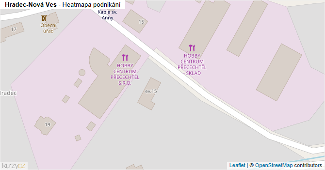 Hradec-Nová Ves - mapa podnikání