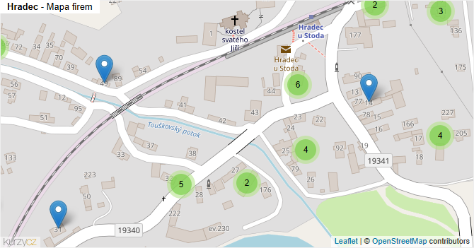 Hradec - mapa firem