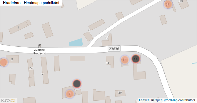 Hradečno - mapa podnikání