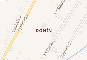 Donín v obci Hrádek nad Nisou - mapa části obce