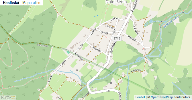 Hasičská - mapa ulice