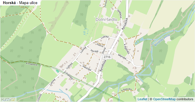Horská - mapa ulice