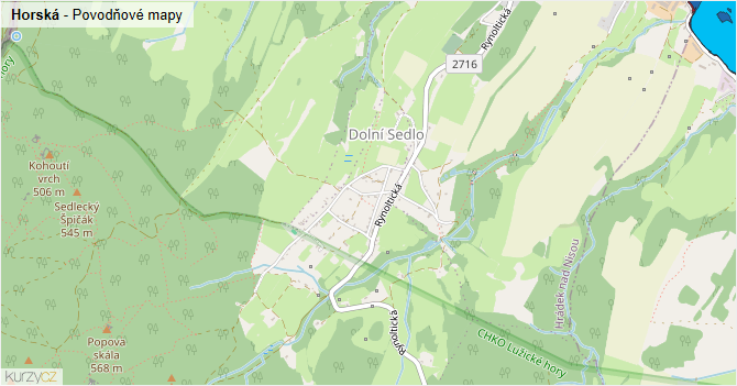 Horská - záplavové mapy stoleté vody