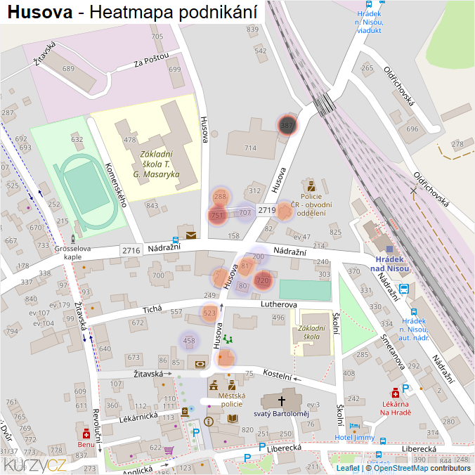 Mapa Husova - Firmy v ulici.