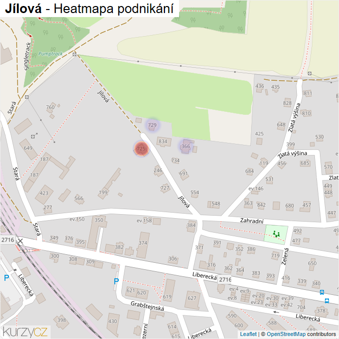 Mapa Jílová - Firmy v ulici.