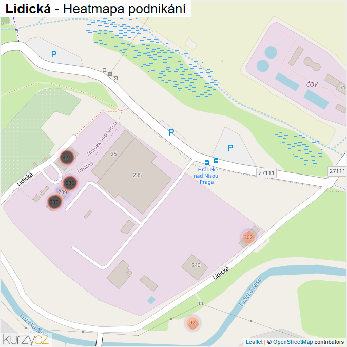 Mapa Lidická - Firmy v ulici.