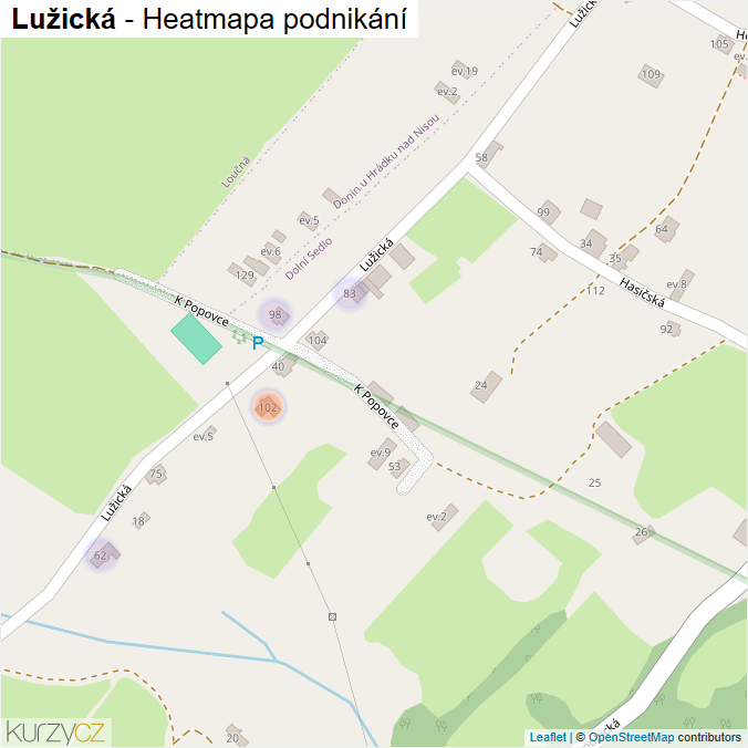 Mapa Lužická - Firmy v ulici.